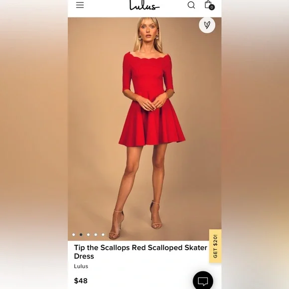 Lulus | Dresses | Lulus Scalloped Neckline Red Skater Dress | Poshmark
